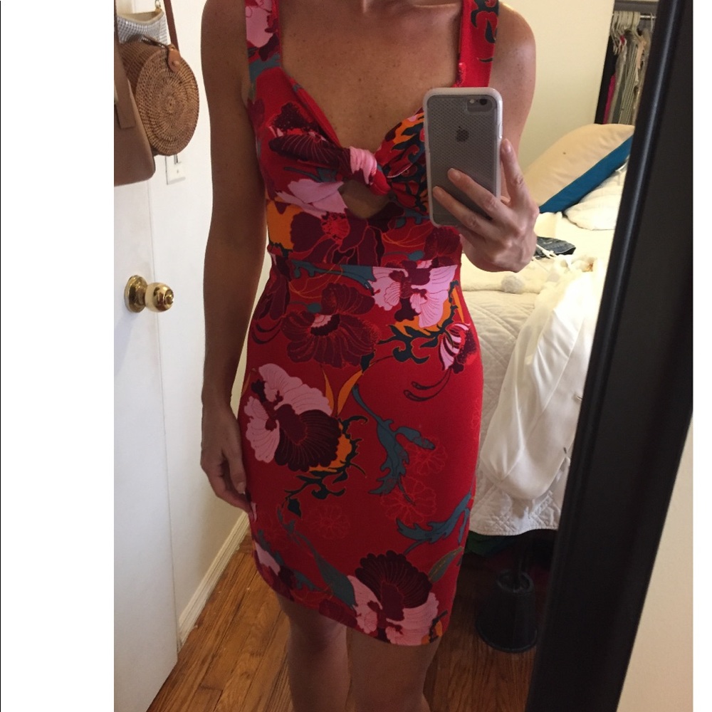 Free People Red Floral Dress XS